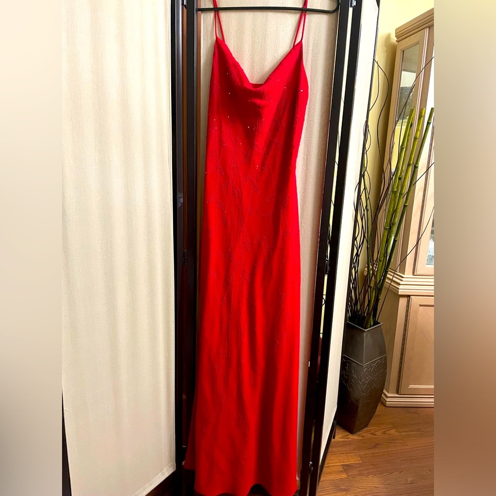 ‼️ $34.00‼️Vibrant Red Maxi Dress
 c/w Spaghetti Straps for Special Occasions